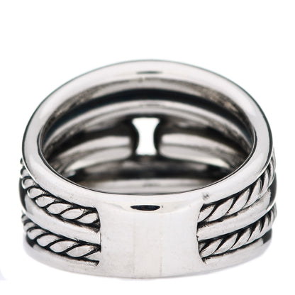 David Yurman Sterling Silver Diamond Thoroughbred Cushion Link Ring 55 7.5 3 of 4