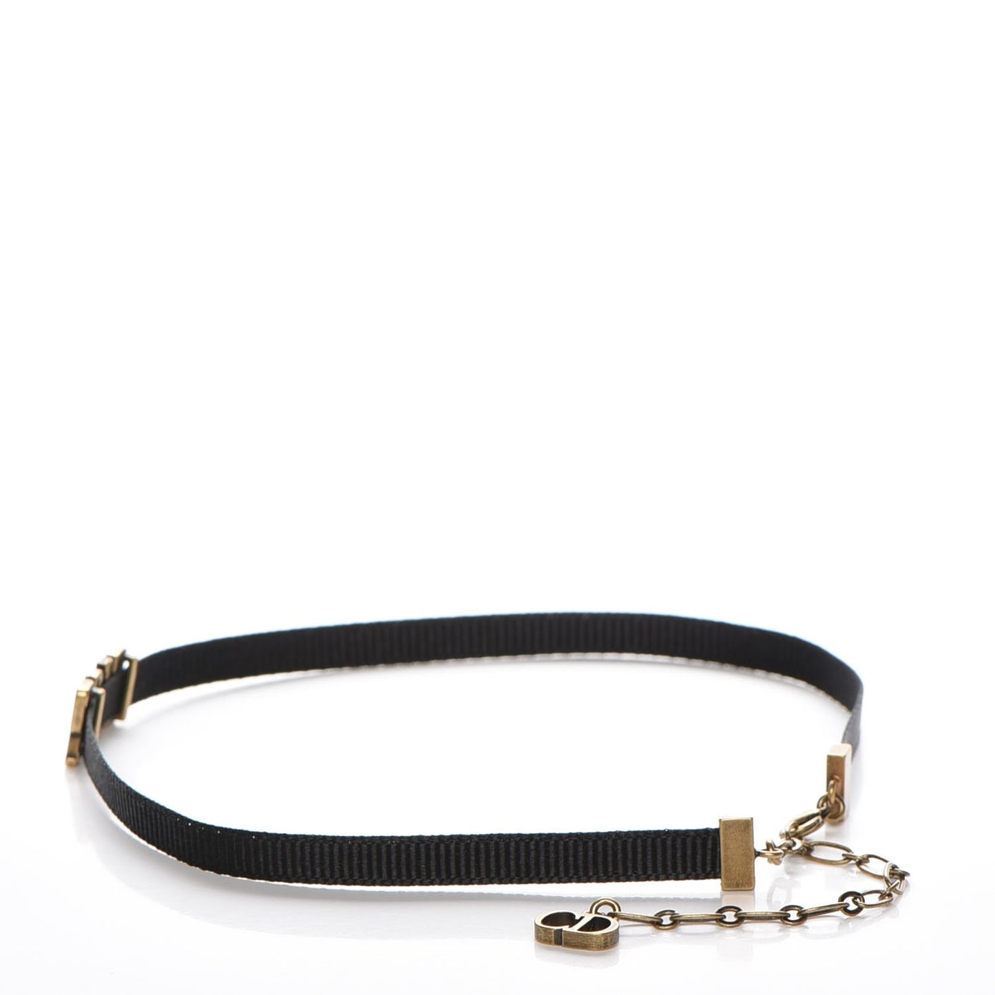 Grosgrain Ribbon Dior Logo Choker Necklace Black