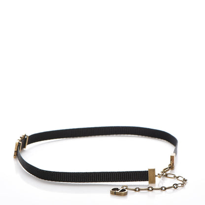 Christian Dior Grosgrain Ribbon Dior Logo Choker Necklace Black 3 of 5