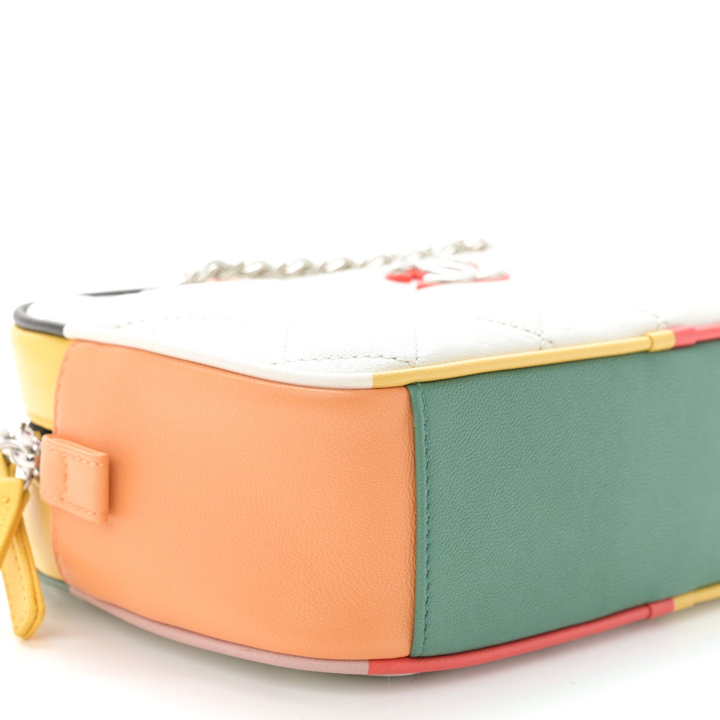 Calfskin Quilted Cuba Camera Bag White Multicolor