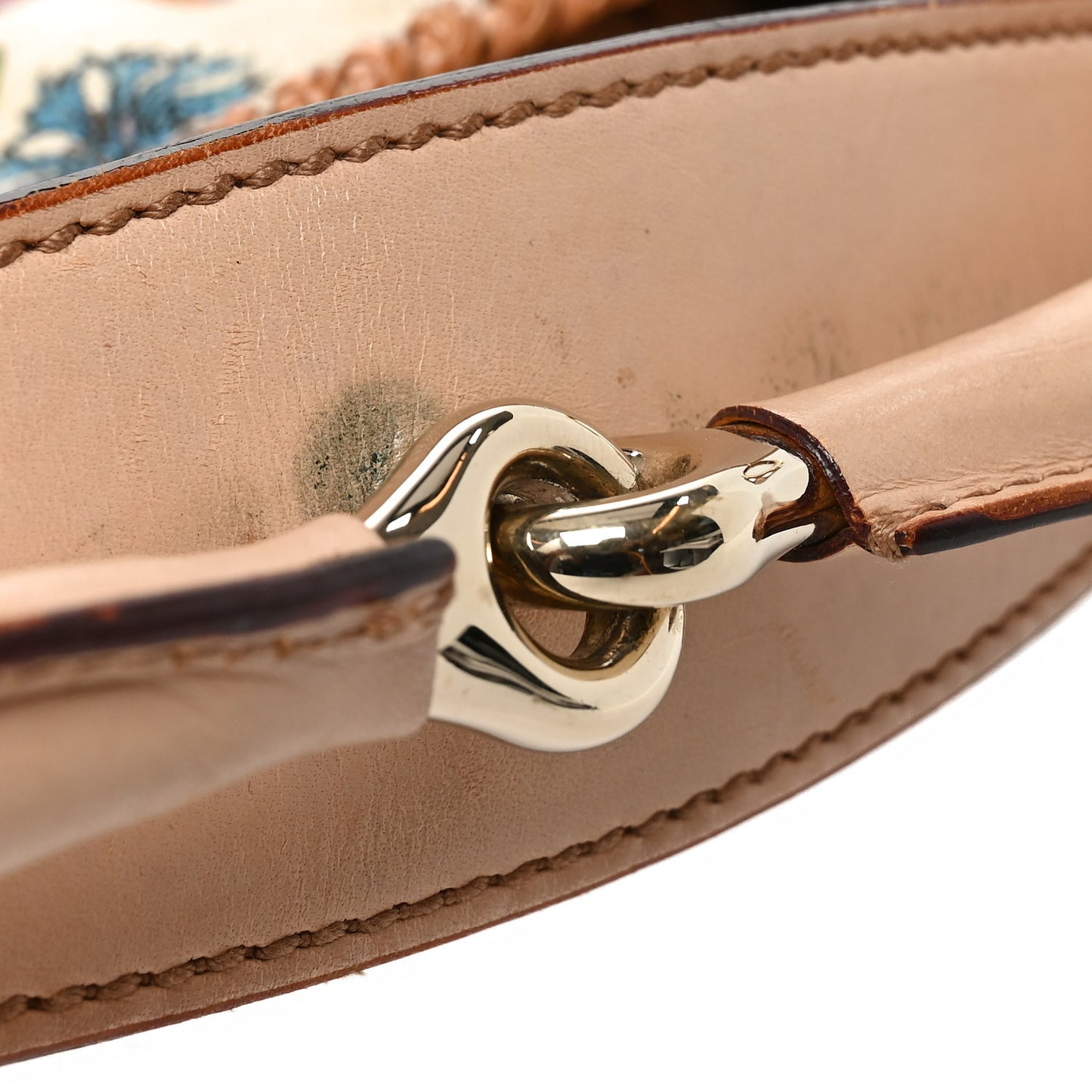 Canvas Flora Floral Large Horsebit Chain Hobo White