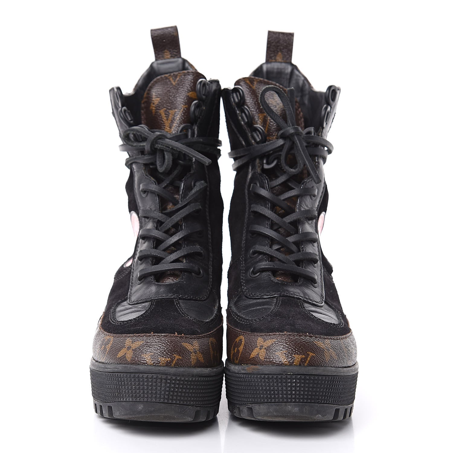 Louis Vuitton Suede Calfskin Monogram Checkpoint Platform Desert Boots 37 Black 2 of 14