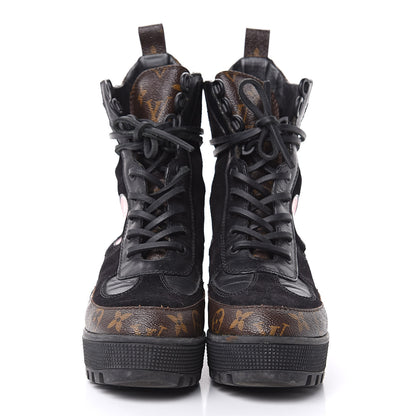 Louis Vuitton Suede Calfskin Monogram Checkpoint Platform Desert Boots 37 Black 2 of 14