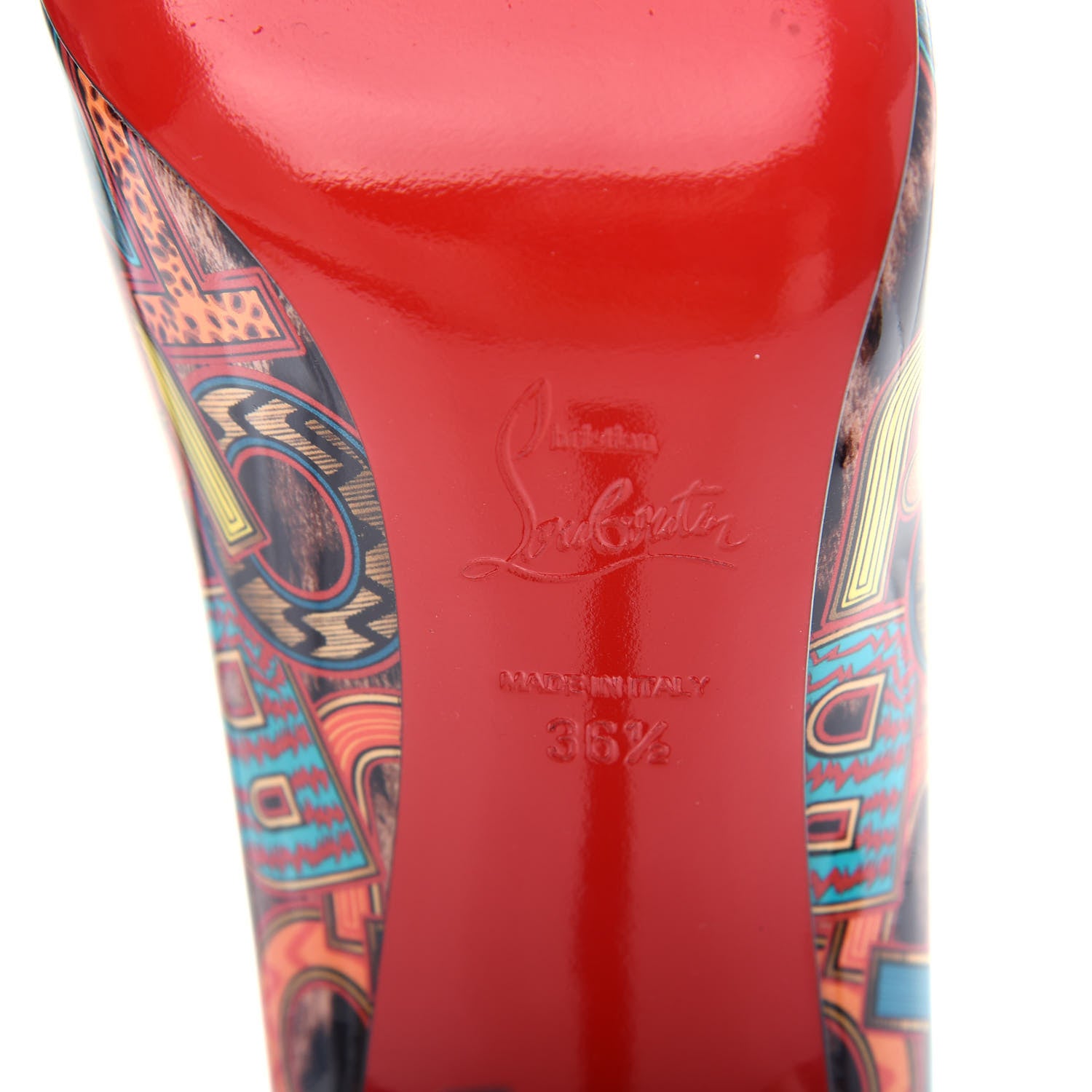 Christian Louboutin Patent Leopard Logo Print Pigalle Follies 100 Pumps 36.5 Multi 9 of 10
