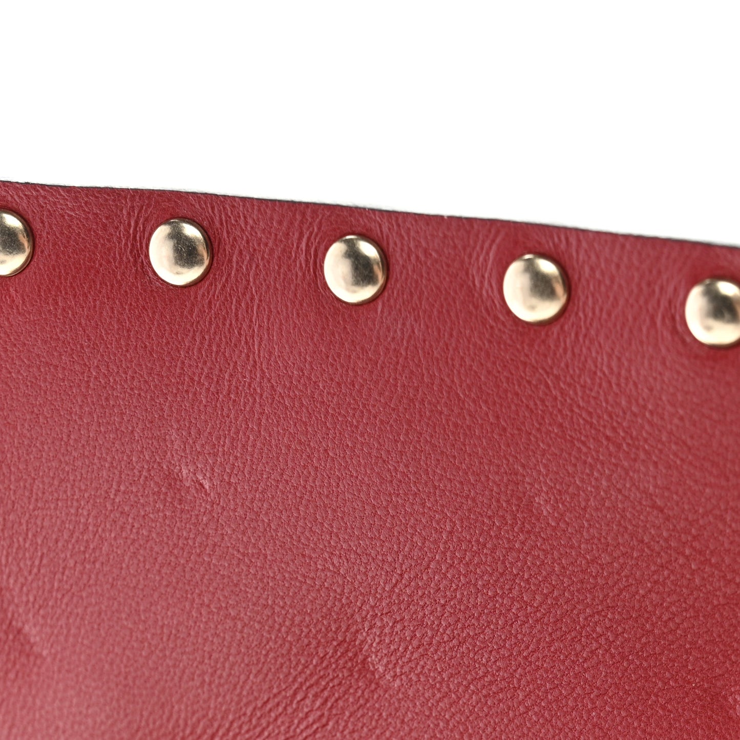 Lambskin Rockstud Spike Wallet on Chain Red