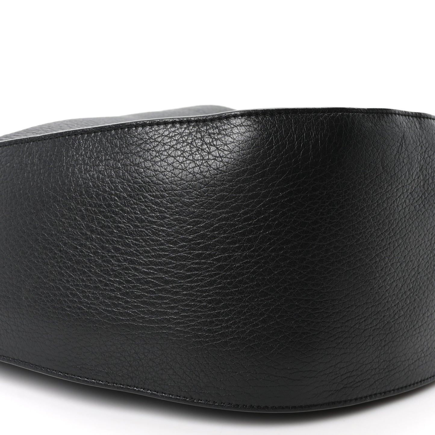 Grained Calfskin Drawstring Pouch Black