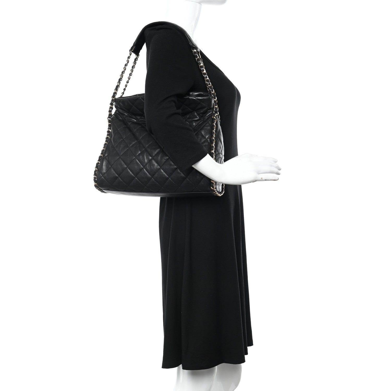 Chanel Calfskin Quilted Medium Chain Me Hobo Black 2 of 11