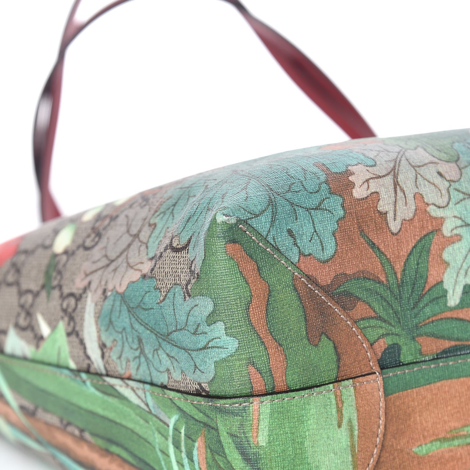Gucci GG Supreme Monogram Tian Medium Shopping Tote Beige Multicolor Red 11 of 16