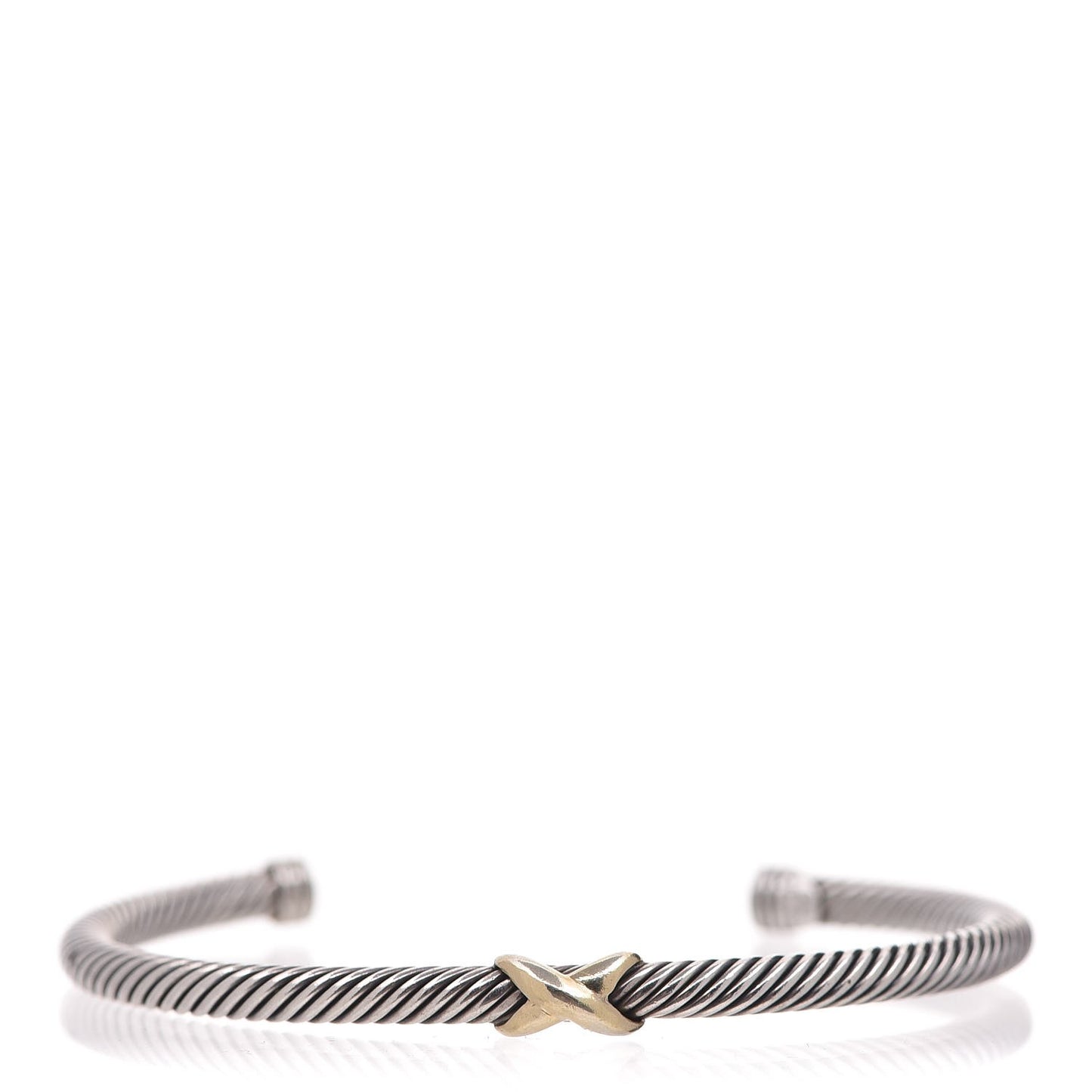 Sterling Silver 18K Yellow Gold 4mm X Station Cable Bracelet