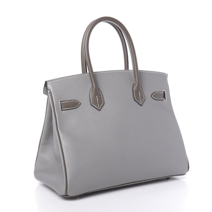 Hermes Epsom Horseshoe Birkin 30 Etain Gris Mouette 3 of 14