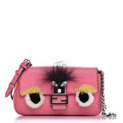 Fendi Nappa Rabbit Fox Fur Micro Buggie Baguette Rosa Fluo Multicolor 1 of 13