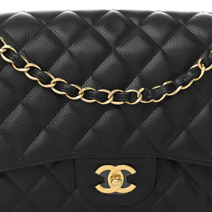 Chanel Caviar Quilted Jumbo Double Flap Black 15 of 19