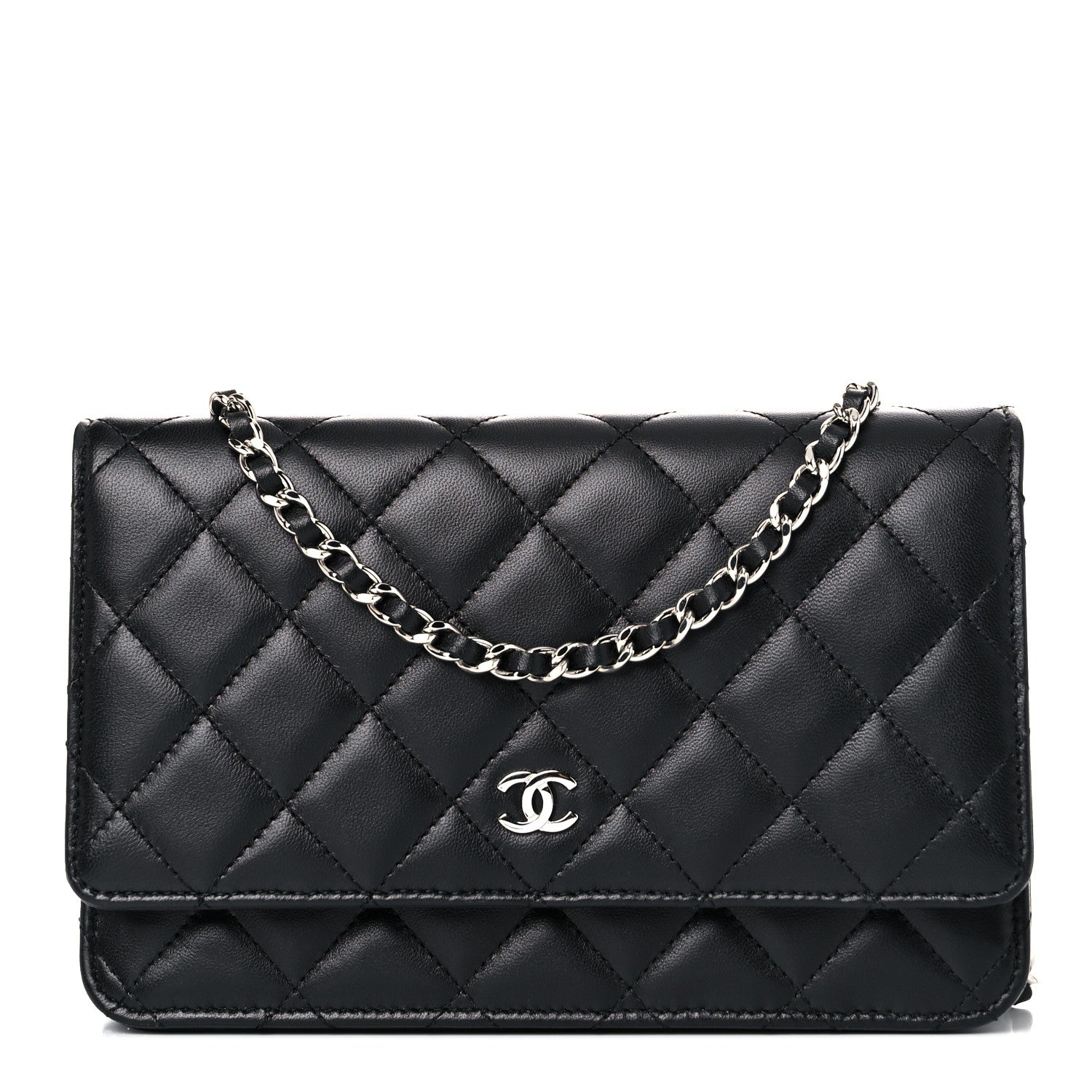 Chanel Lambskin Quilted Wallet On Chain WOC Black 1 of 14