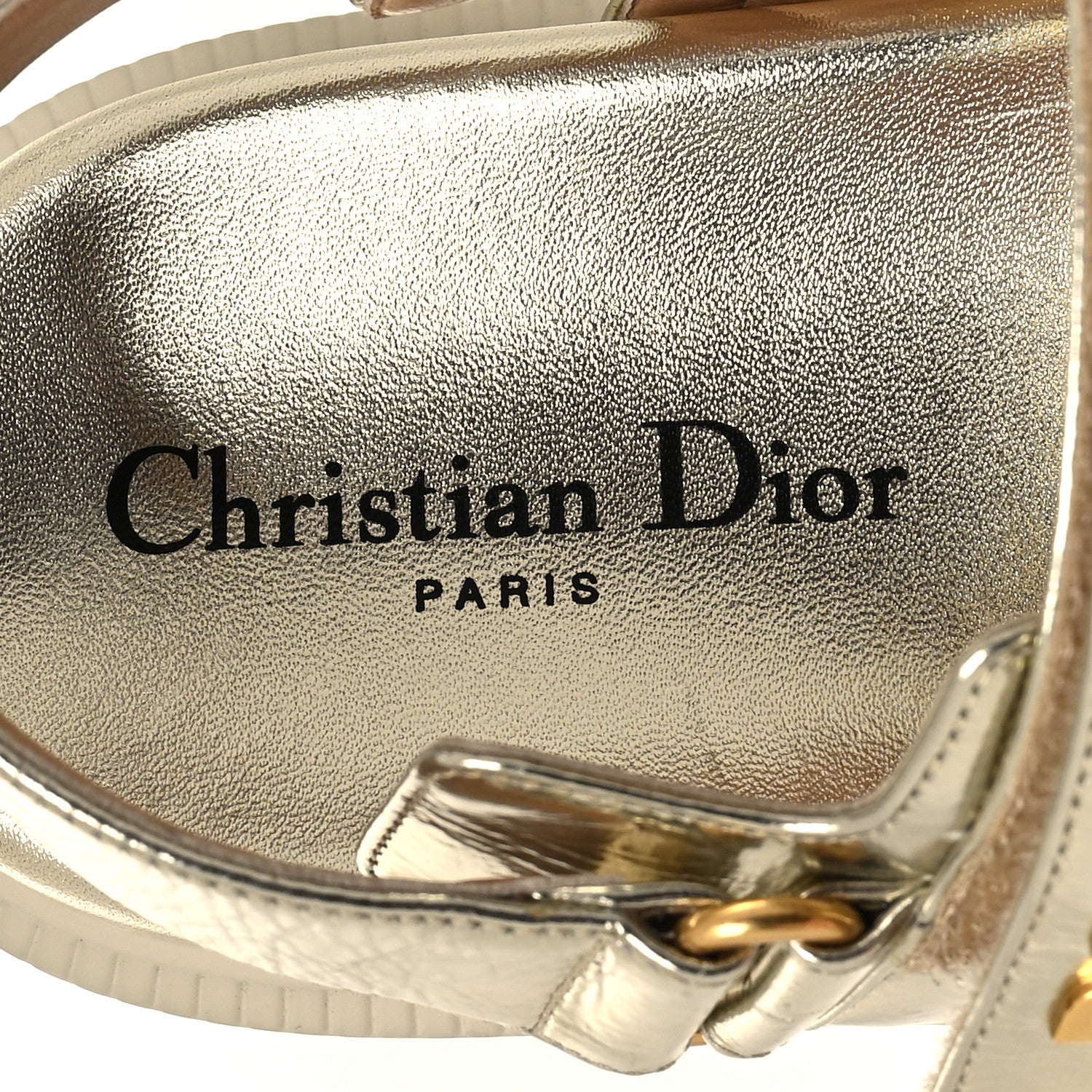 Christian Dior Laminated Crinkled Calfskin Dioract Sandals 36.5 Pale Gold 8 of 8