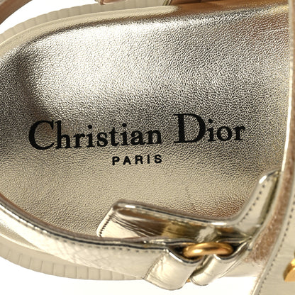 Christian Dior Laminated Crinkled Calfskin Dioract Sandals 36.5 Pale Gold 8 of 8