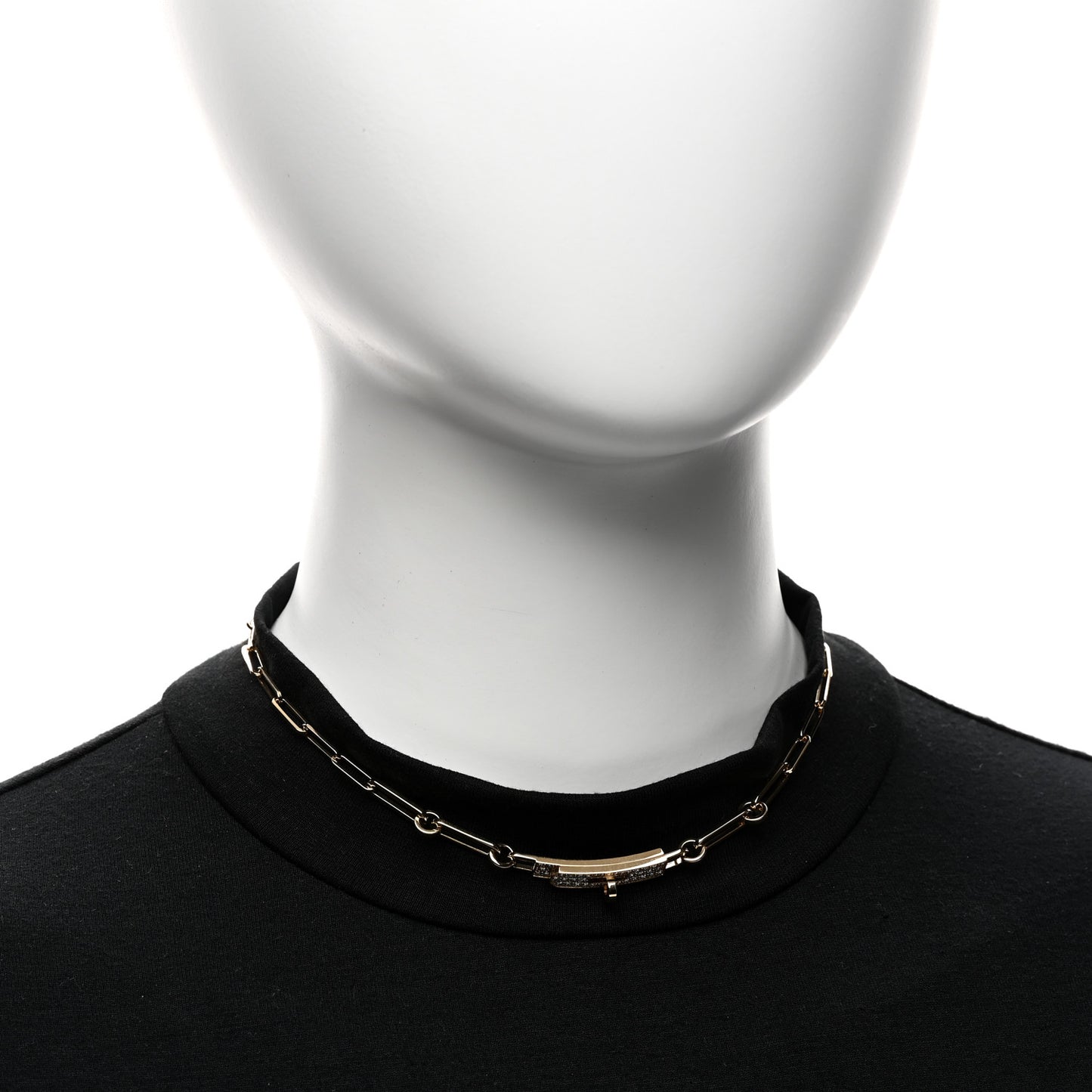 18K Yellow Gold Diamond Pave Kelly Chaine Choker Necklace