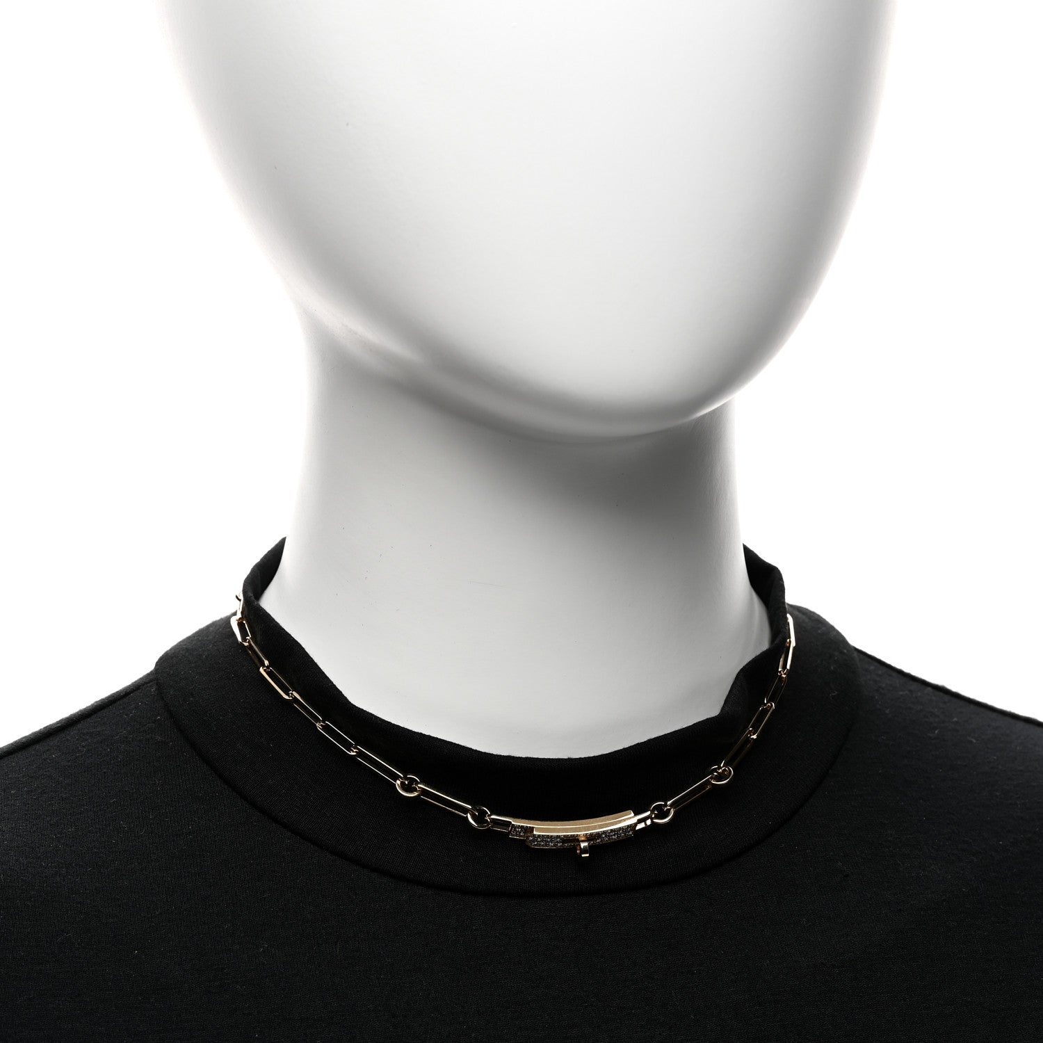 Hermes 18K Yellow Gold Diamond Pave Kelly Chaine Choker Necklace 2 of 5