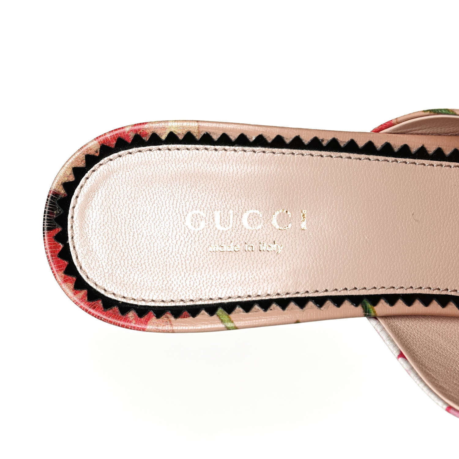 Gucci Calfskin Blooms Print High Heel Slide Sandals 37.5 Pink Apricot Multicolor 8 of 9