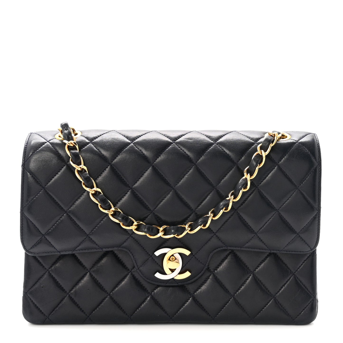 Lambskin Quilted Small Double Flap Bag Black