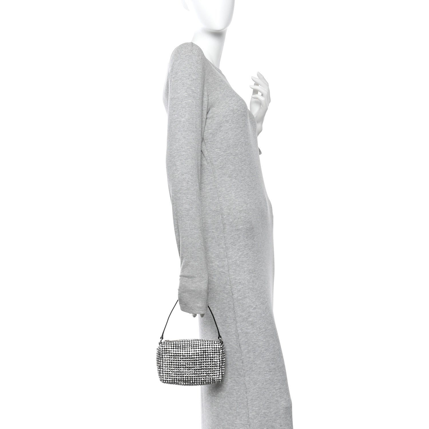Alexander Wang Mesh Crystal Rhinestone Mini Heiress Pouch Black Silver 2 of 10