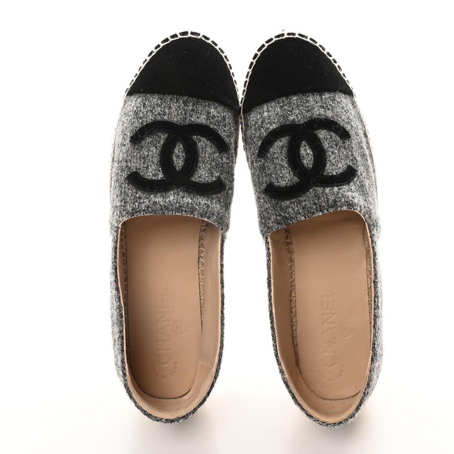 Chanel Wool Velvet CC Espadrilles 40 Grey Black 2 of 10