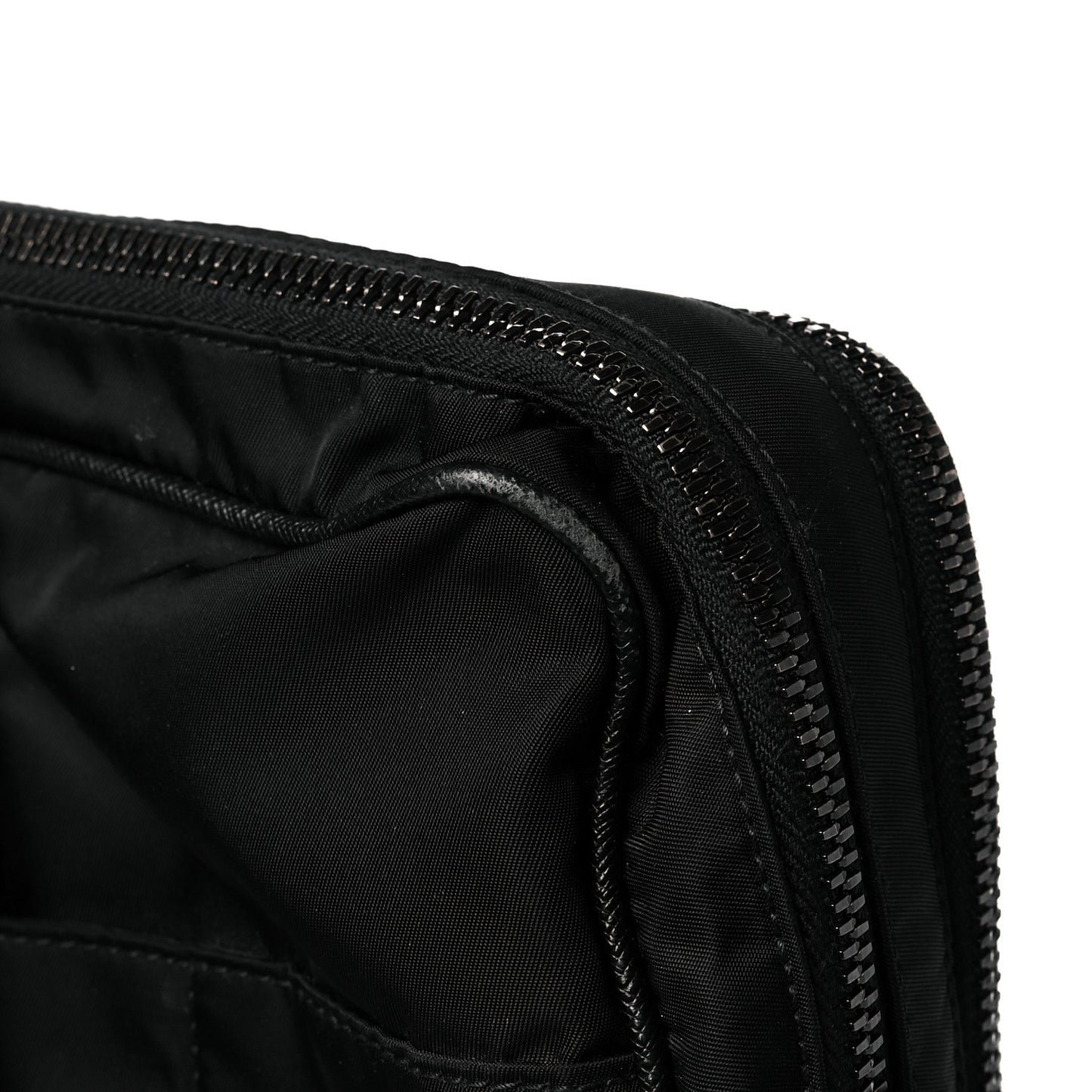 Tessuto Nylon Saffiano Metal Triangle Logo Work Bag Black