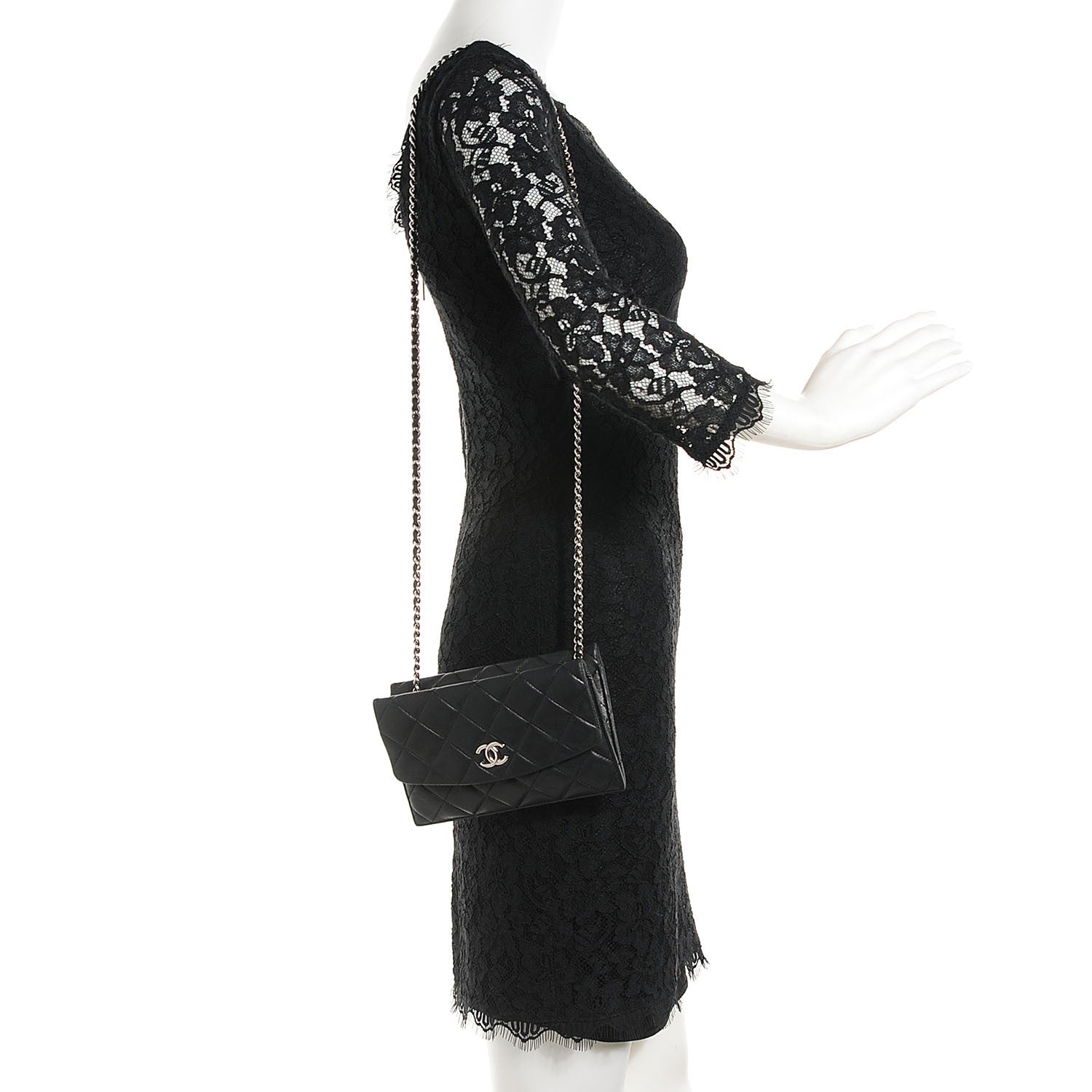 Chanel Lambskin Quilted Double Sided Wallet On Chain WOC Black 2 of 7