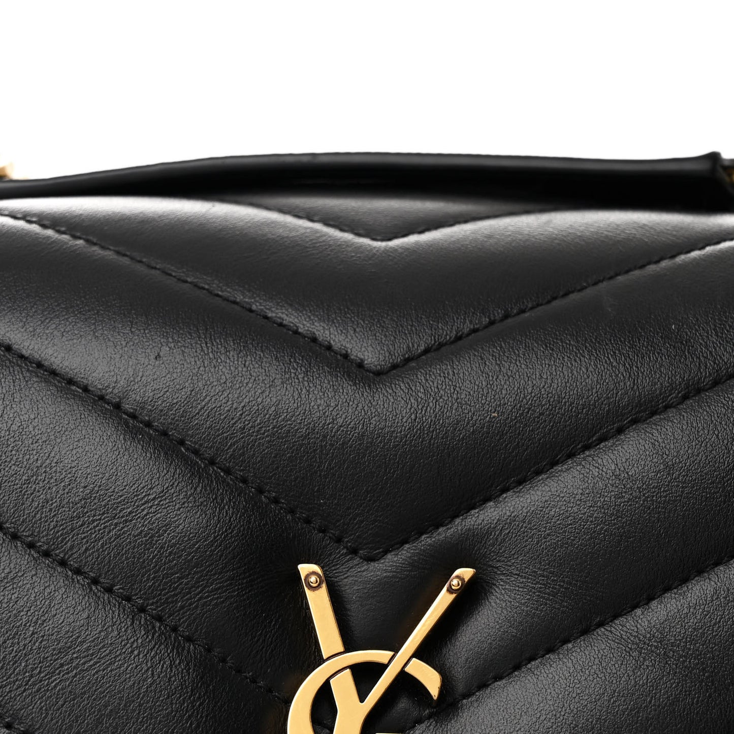 Calfskin Y Quilted Monogram Medium Loulou Chain Satchel Black