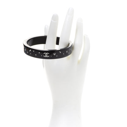 Chanel Resin Crystal CC Bangle Bracelet Black 2 of 5