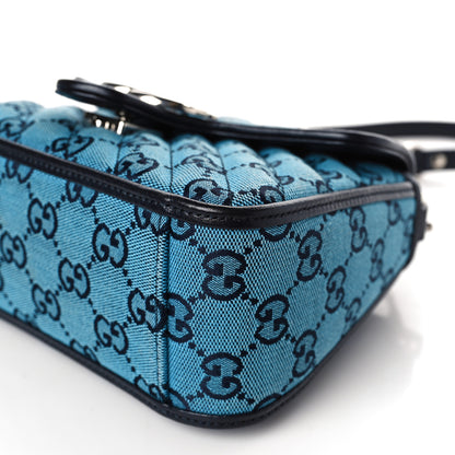 Gucci Monogram Multicolor Matelasse Diagonal Mini GG Marmont Top Handle Shoulder Bag Light Blue 9 of 9