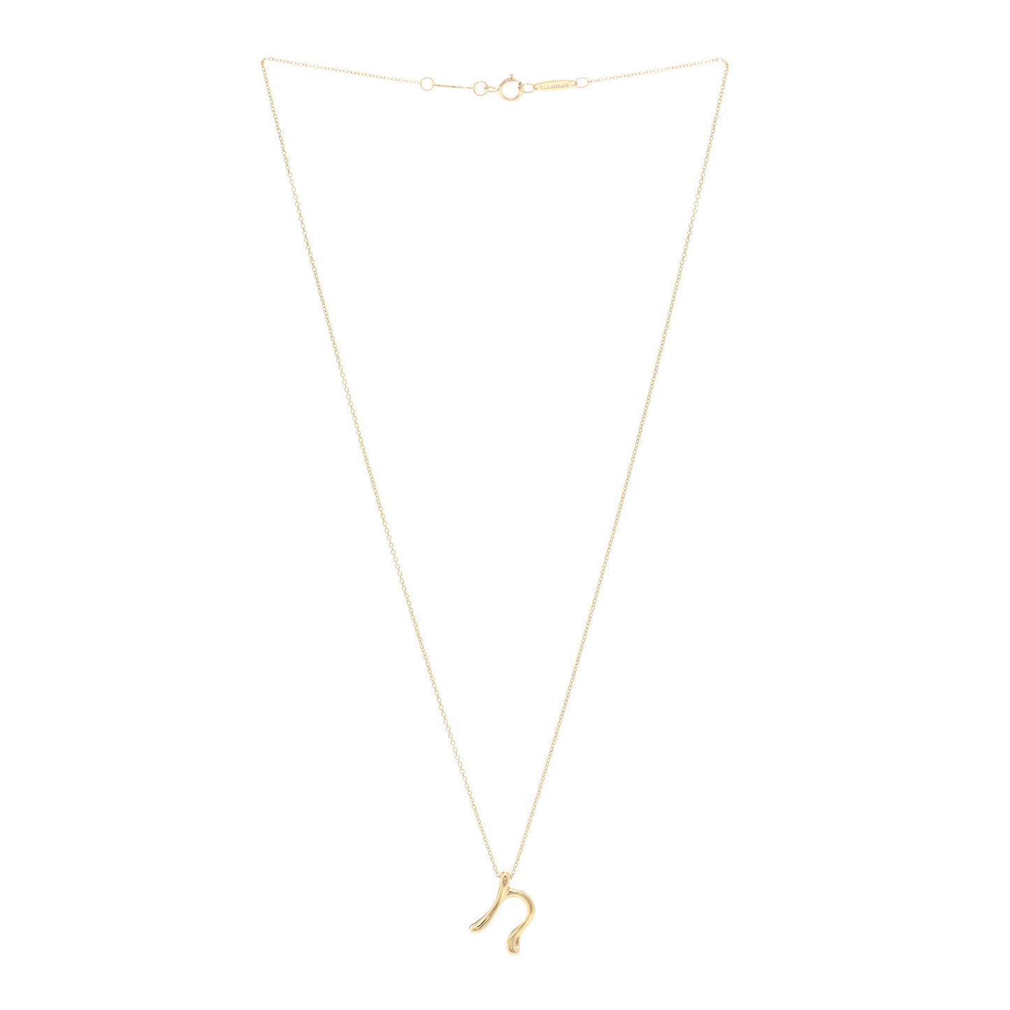 18K Yellow Gold Elsa Peretti Letter N Pendant Necklace