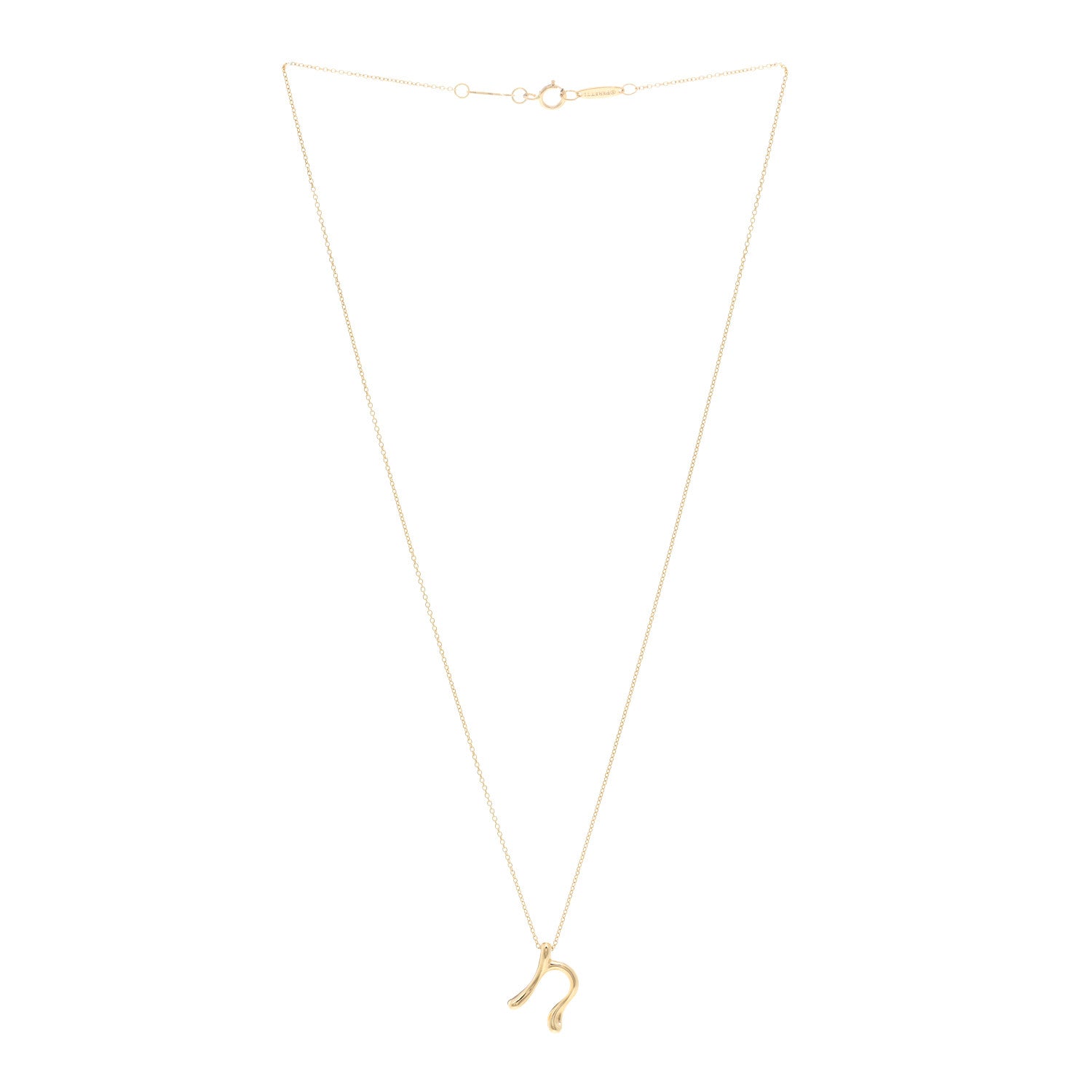 Tiffany 18K Yellow Gold Elsa Peretti Letter N Pendant Necklace 3 of 4