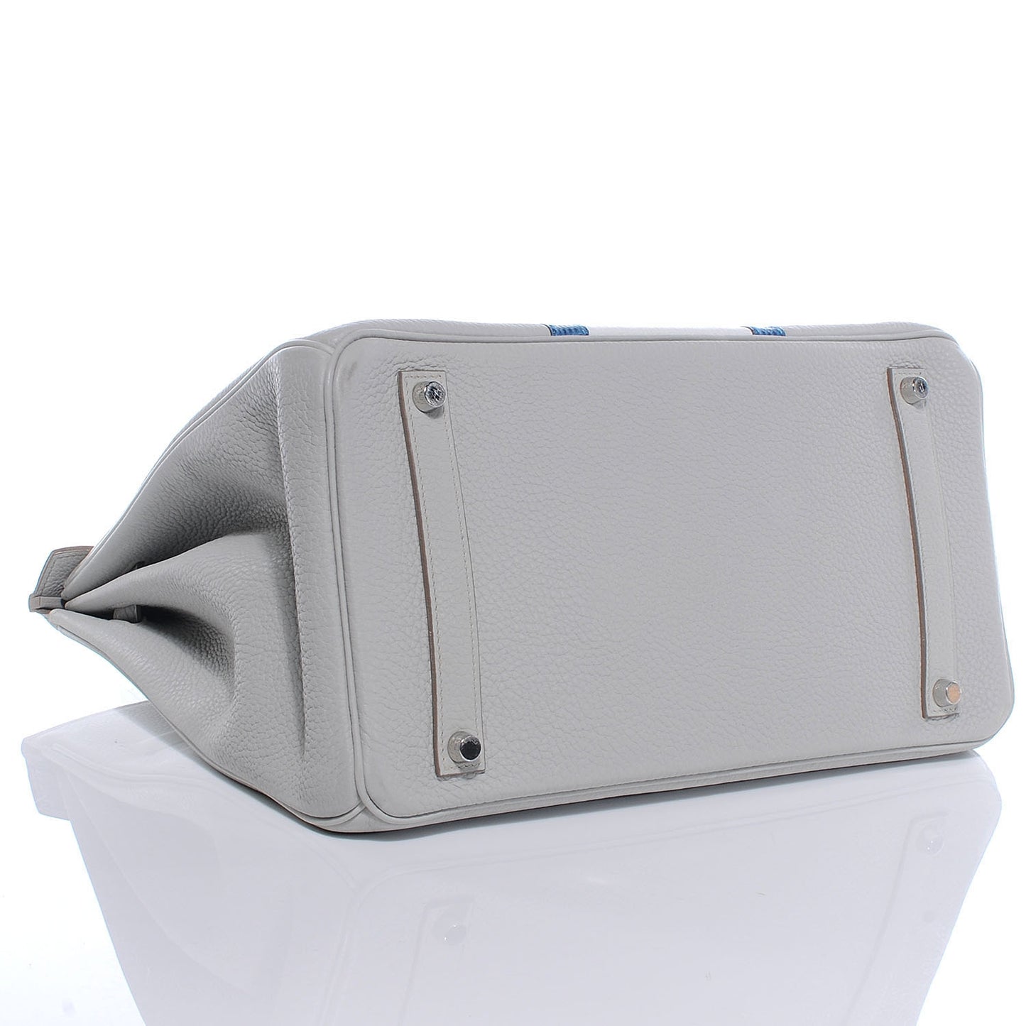 Taurillon Clemence Lizard Club Birkin 35 Gris Perle White Mykonos