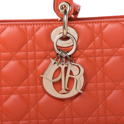 Christian Dior Lambskin Cannage Large Lady Dior Orange 10 of 10