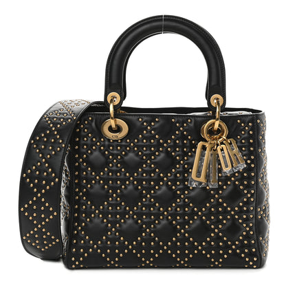 Christian Dior Calfskin Cannage Studded Medium Supple Lady Dior Black 1 of 9