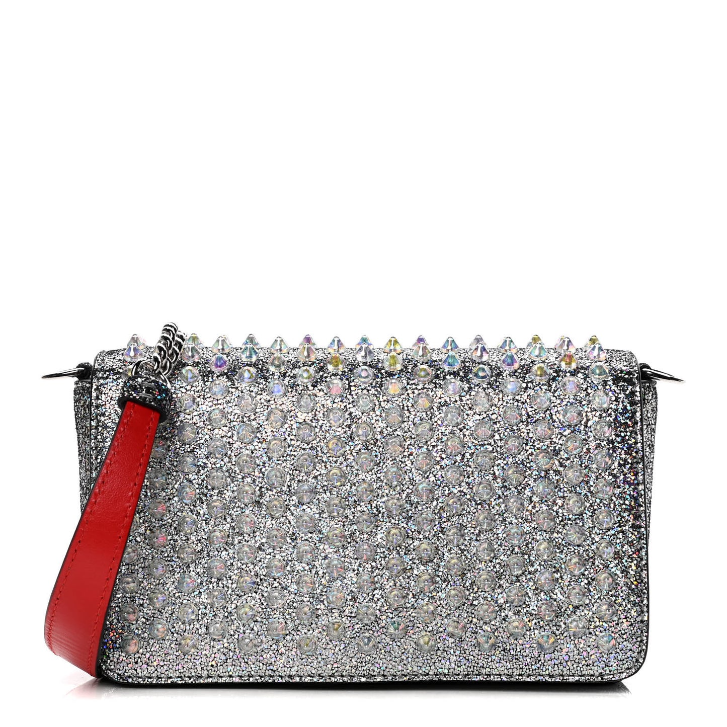 Nappa Mica PVC Glitter Spiked Zoompouch Crossbody Silver