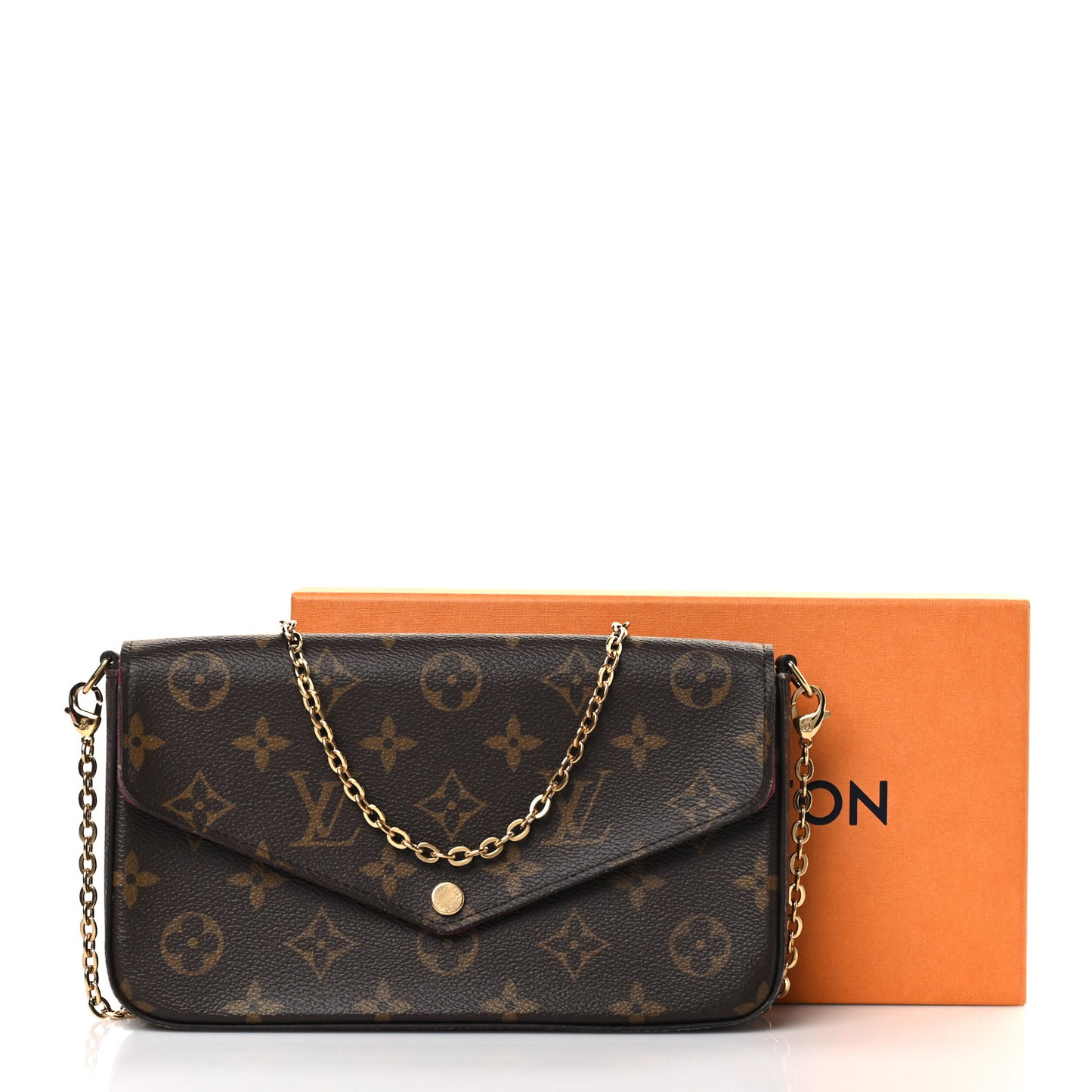 Monogram Pochette Felicie Chain Wallet Fuchsia
