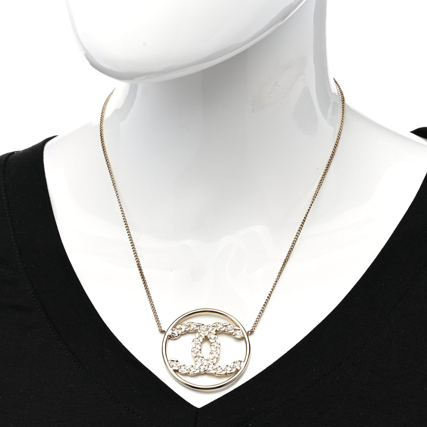 Baguette Crystal High Society CC Pendant Necklace Gold