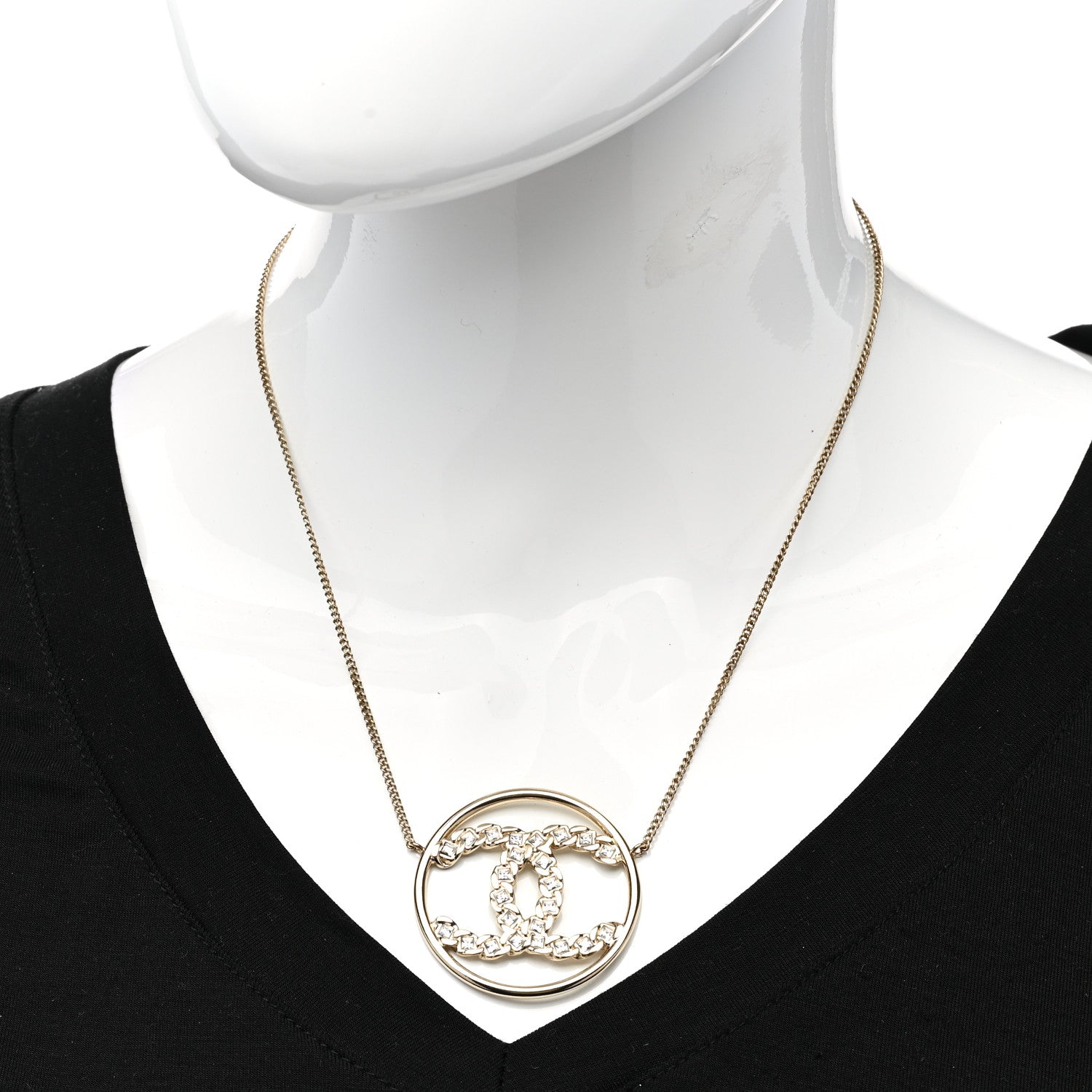 Chanel Baguette Crystal High Society CC Pendant Necklace Gold 2 of 6