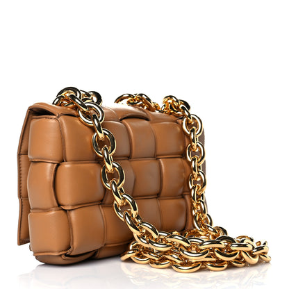Bottega Veneta Lambskin Maxi Intreccio Padded Chain Cassette Crossbody Bag Caramel 3 of 10