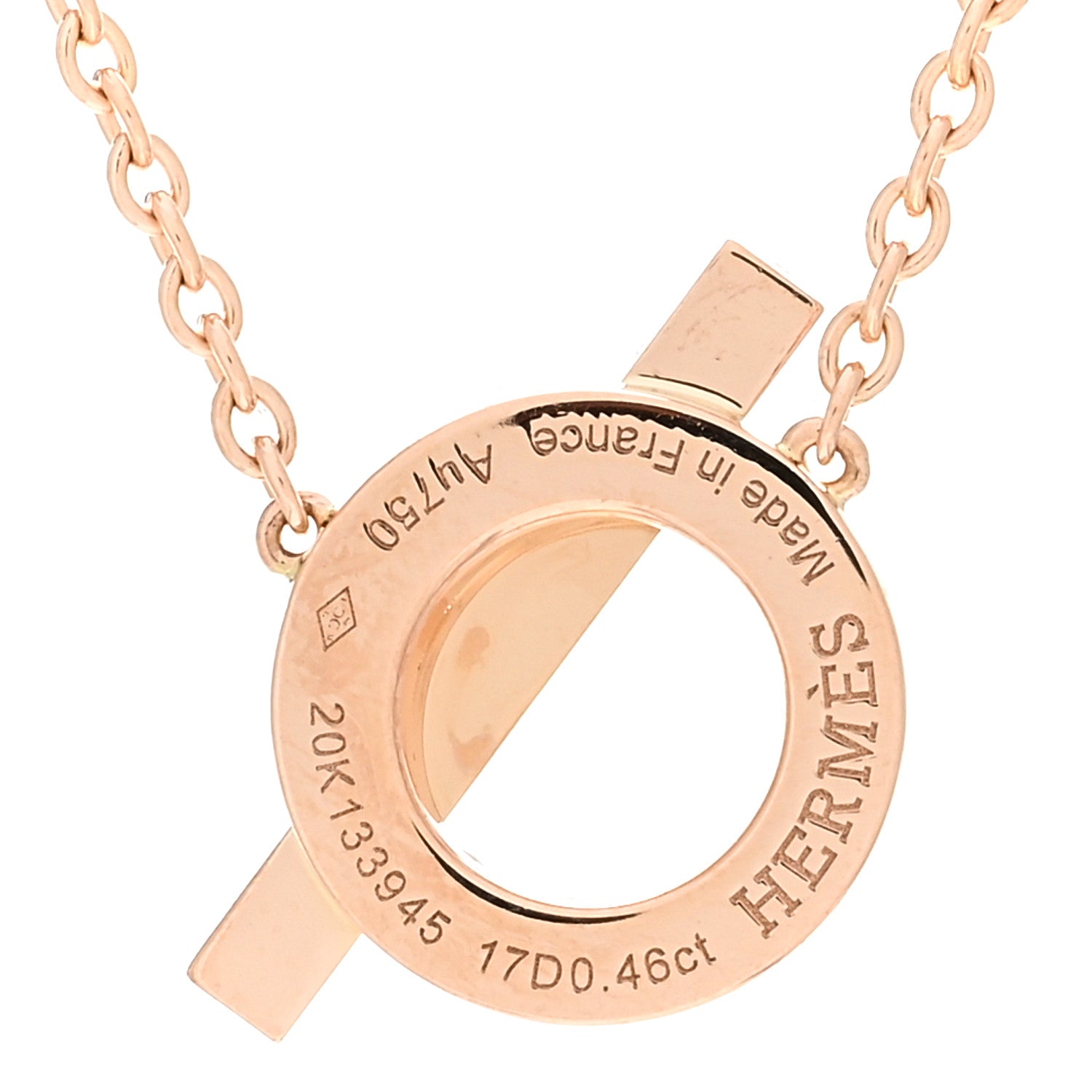 Hermes 18K Rose Gold Diamond Finesse Pendant Necklace 4 of 5