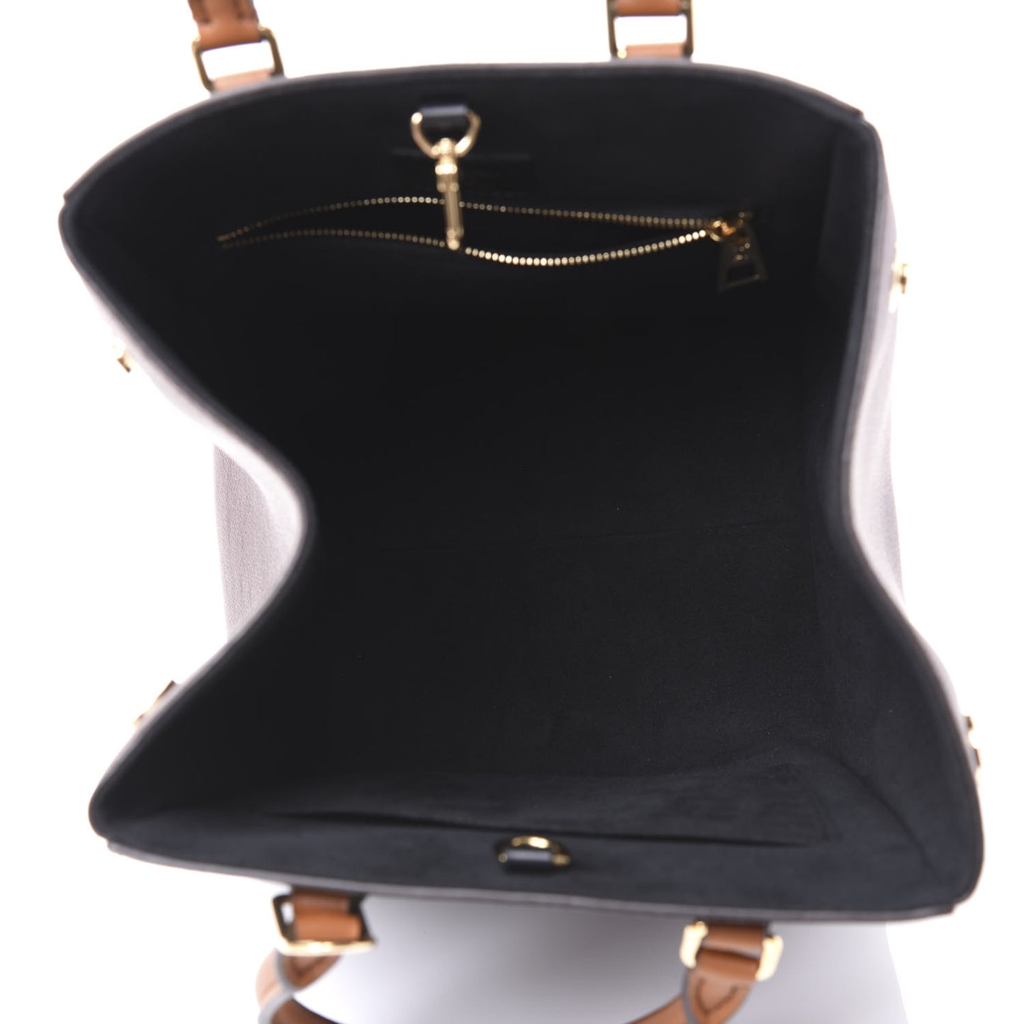 Calfskin Monogram Fold Tote MM Black Wine Cream