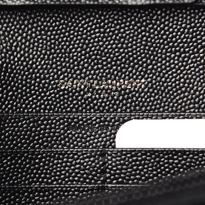 Saint Laurent Grain De Poudre Matelasse Chevron Monogram Chain Wallet Black 6 of 10