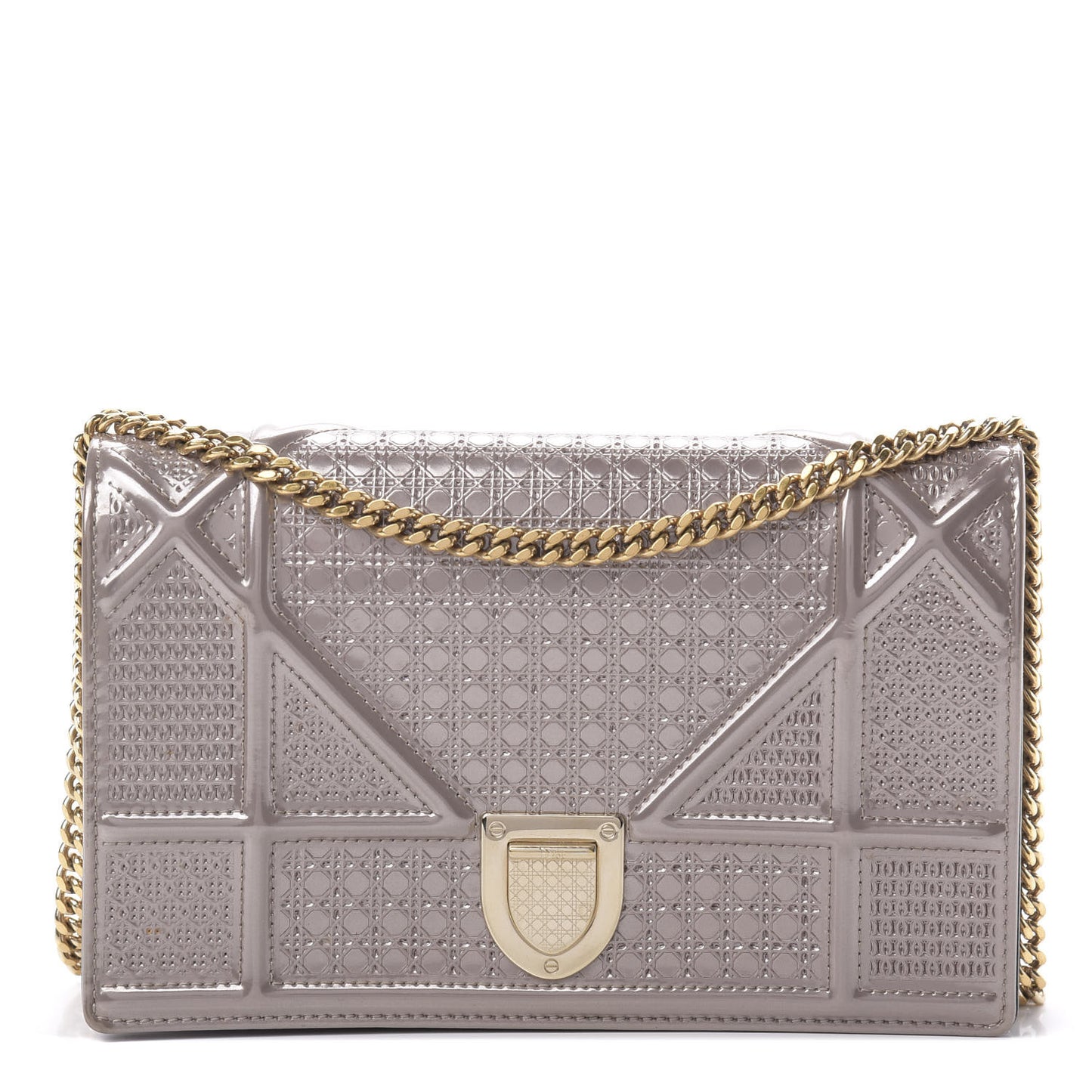Metallic Patent Micro-Cannage Diorama Wallet on Chain Pouch Hyper Pink