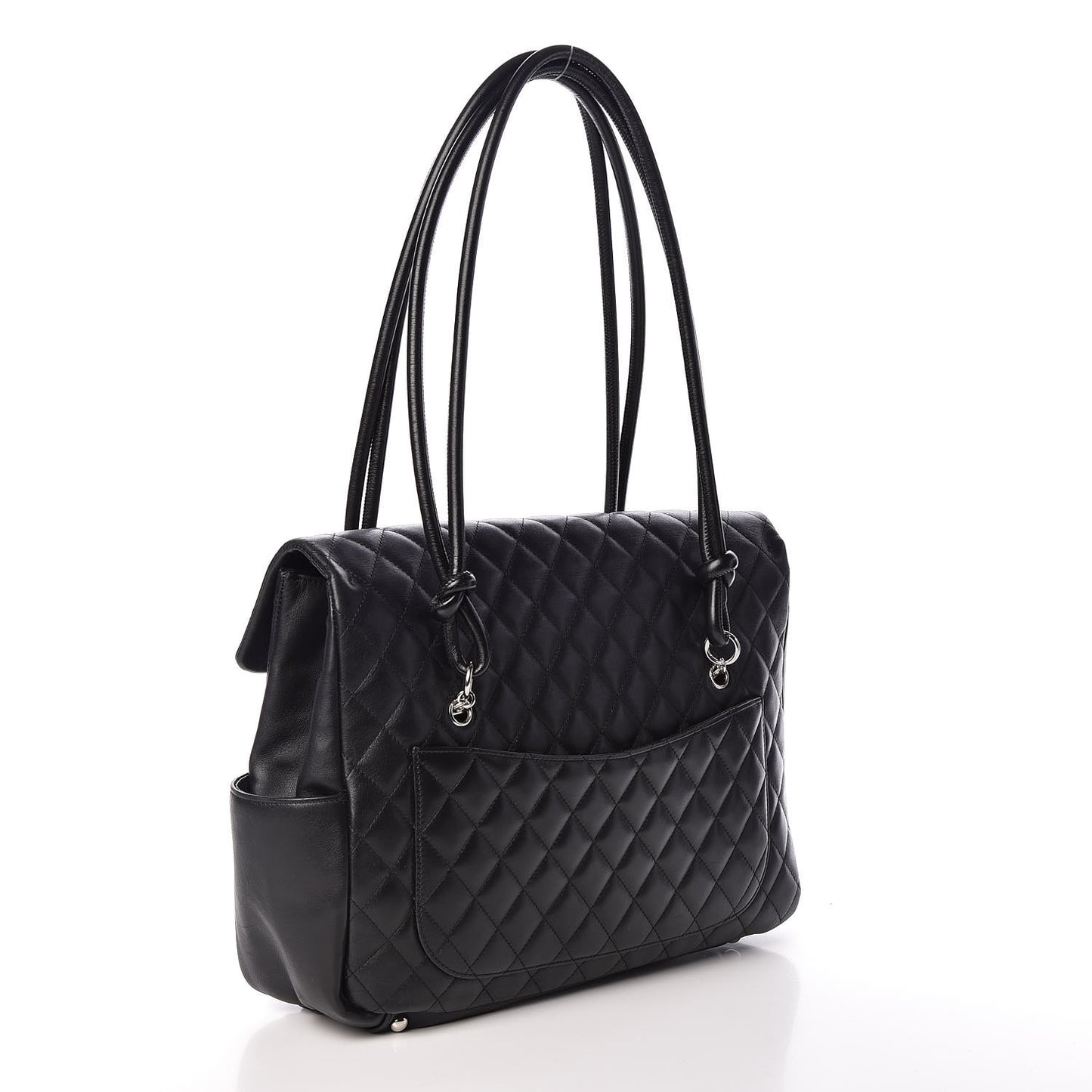 Calfskin Quilted Large Cambon Flap Black White