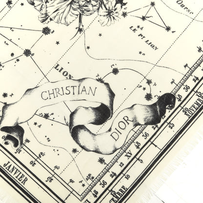 Christian Dior Wool Silk Cashmere Zodiac Shawl White Black 2 of 3