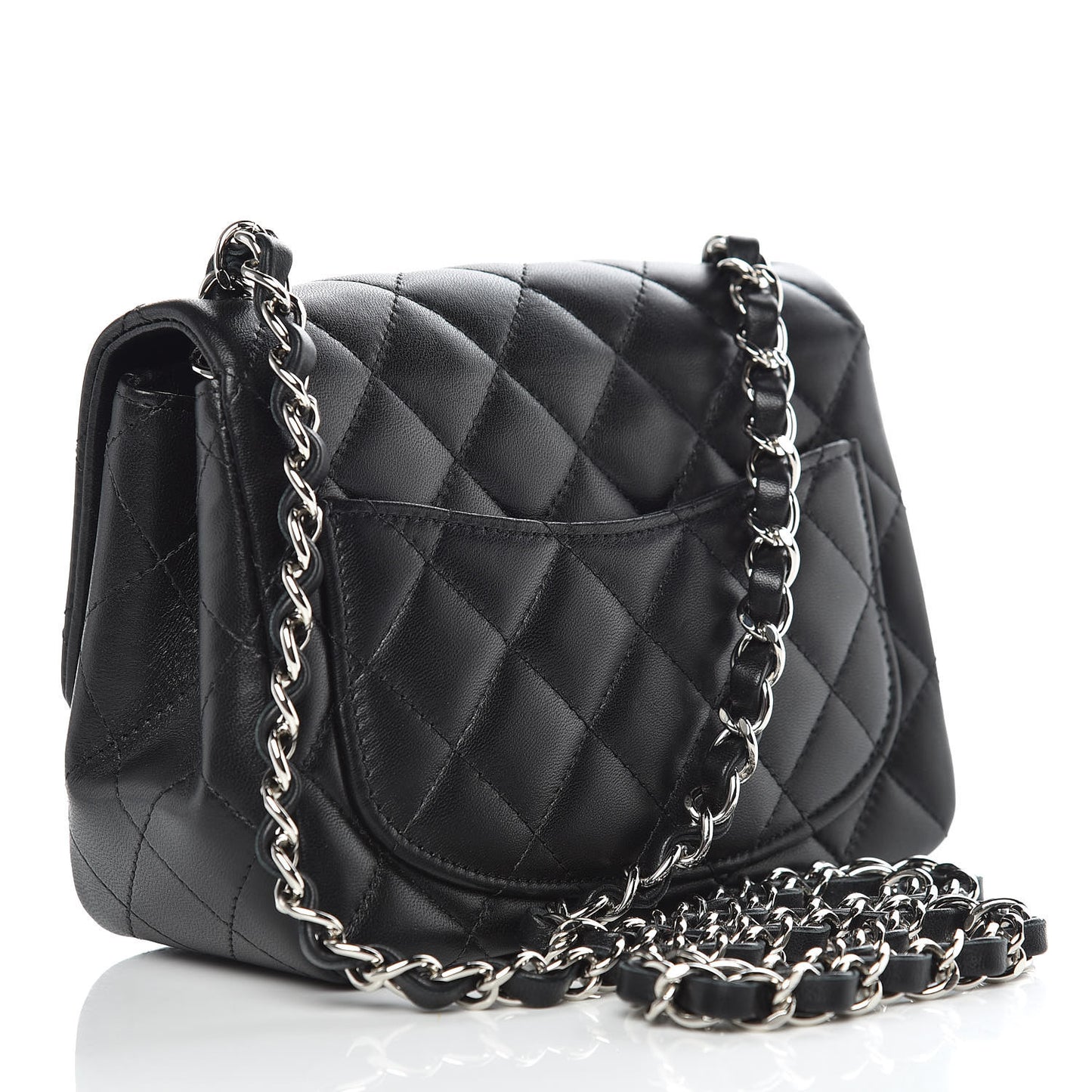 Lambskin Quilted Mini Square Flap Black