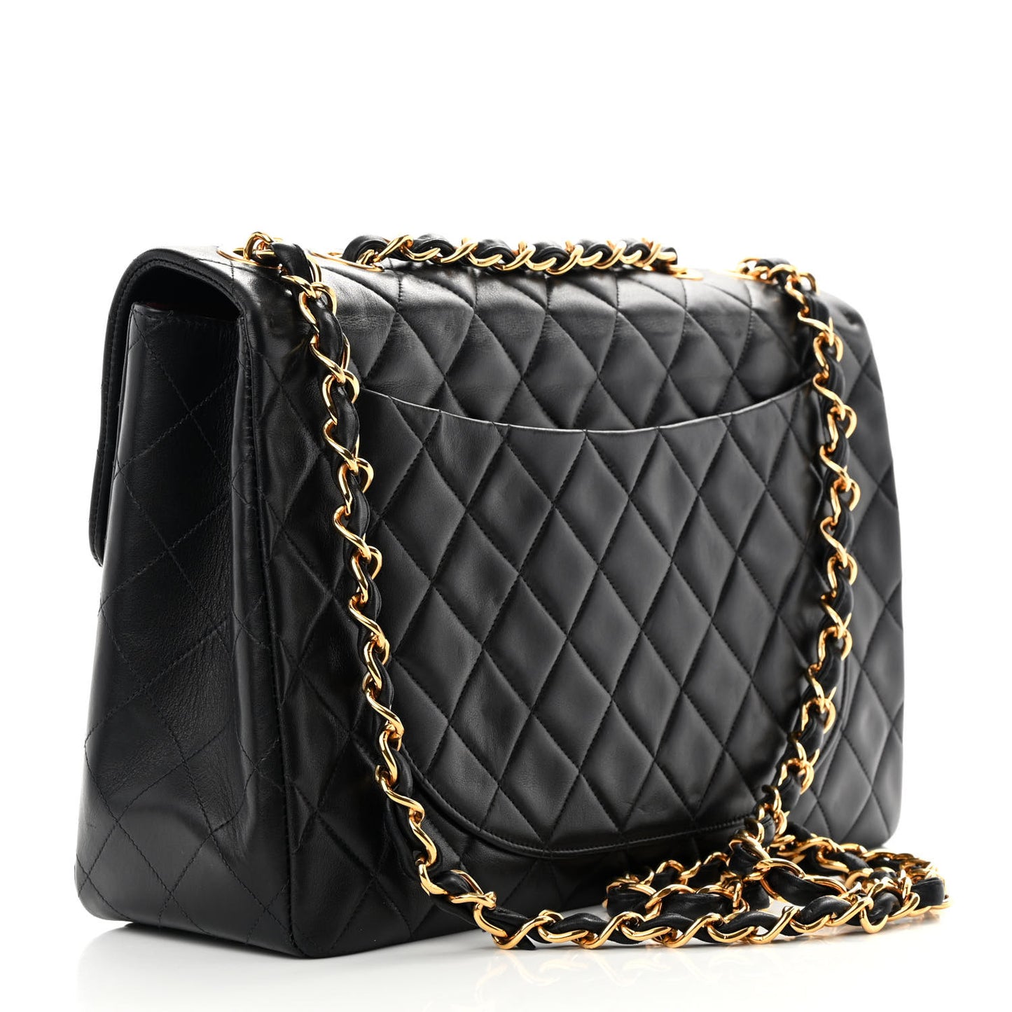 Lambskin Quilted XL Jumbo Single Flap Black