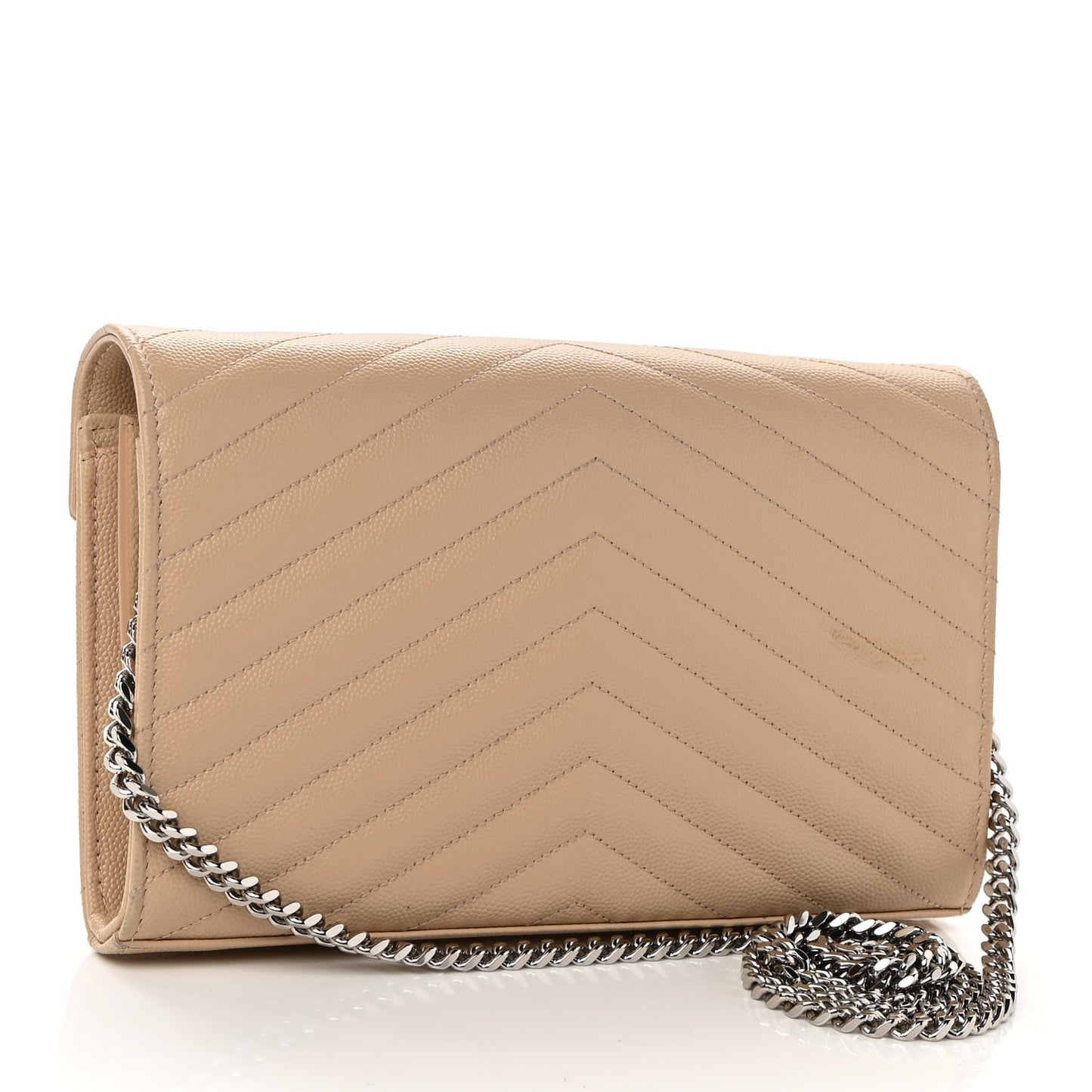 Grain De Poudre Matelasse Chevron Monogram Chain Wallet Nude Powder