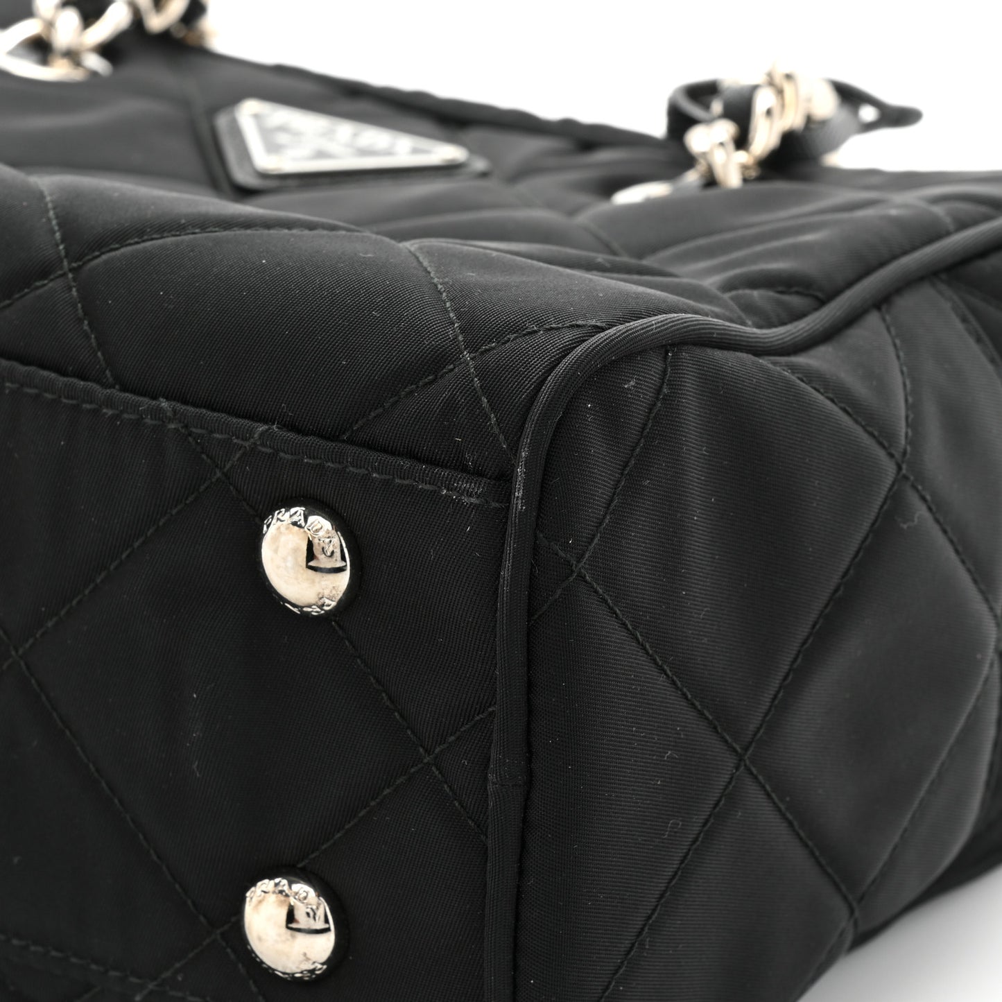 Nylon Tessuto Impuntu Quilted Shoulder Bag Black